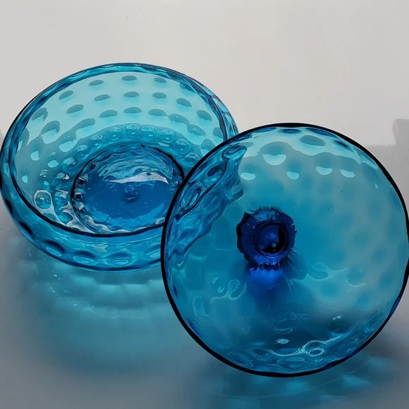 1940s Gorgeous 💙 Blue 7 1/2" Lidded Dish by Beacon🇺🇲 NJ - Picture 14 of 15